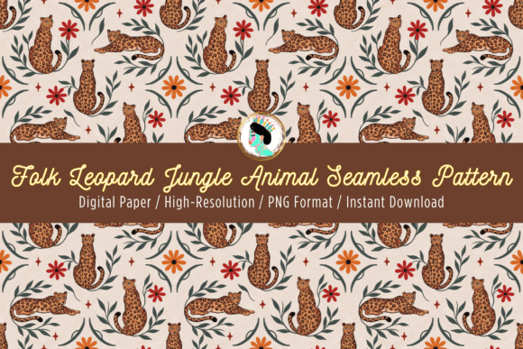 Download Folk Leopard Animal Seamless Pattern - Animal Collection