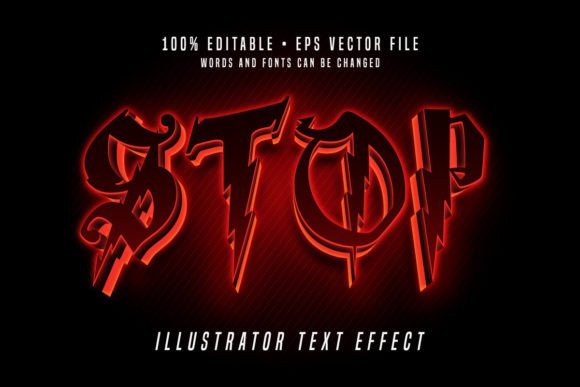 Download Stop 3D Illustrator Text Effect Font - Illustrator text effect Collection